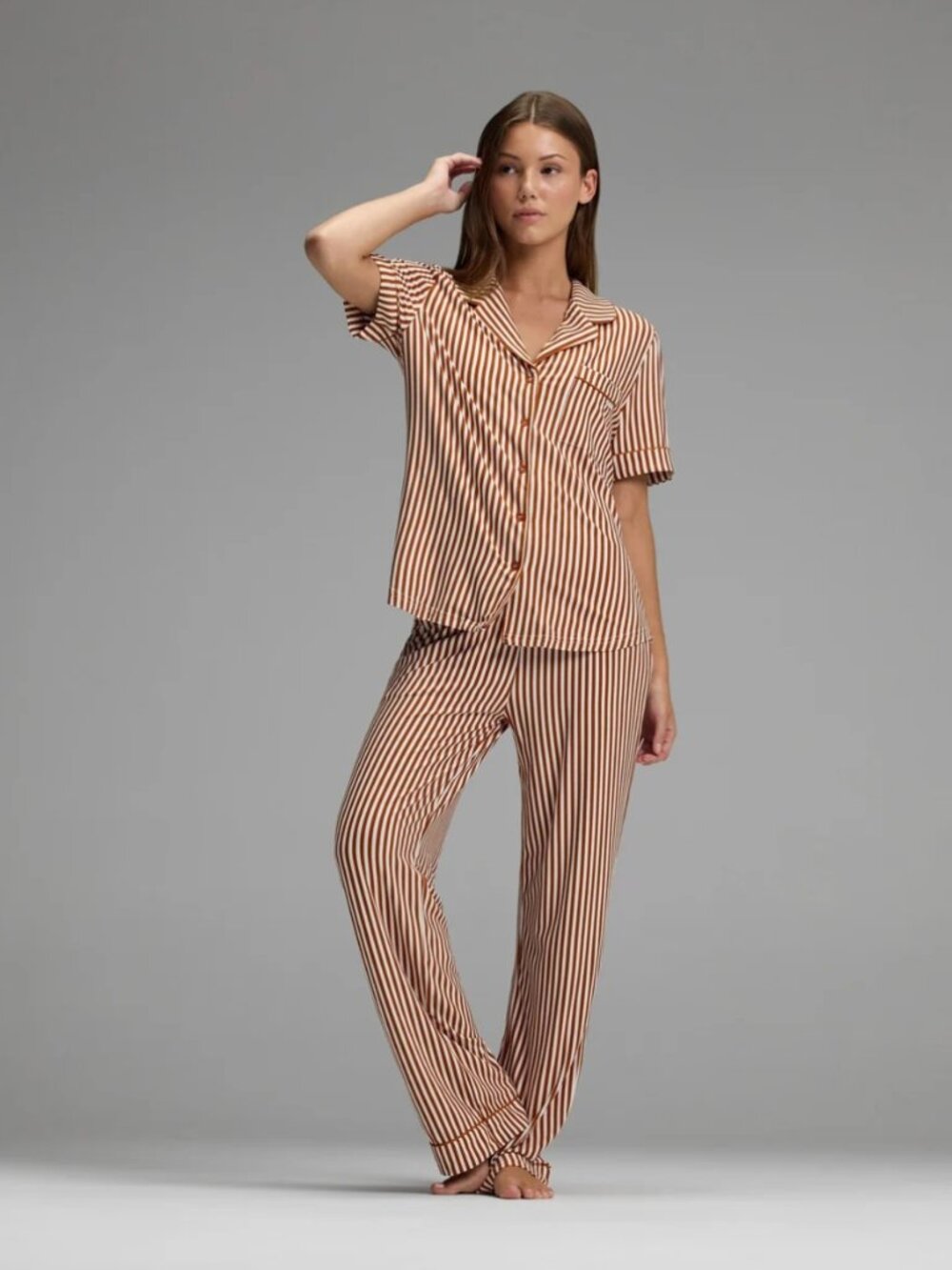 Limited Edition Print: Bamboo Stretch-Knit Short Sleeve & Pant Pajama Set